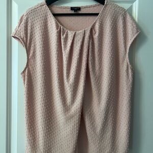 Talbots Plus-size Blush Pink Cap-Sleeve Textured Dot Top